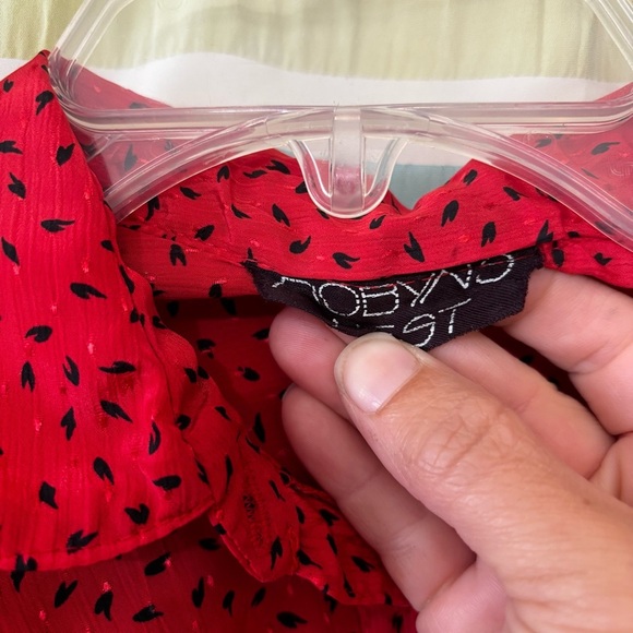 Vintage Red Polka Dot Peter Pan Collar Button Down Blouse Sz Medium - Picture 2 of 10